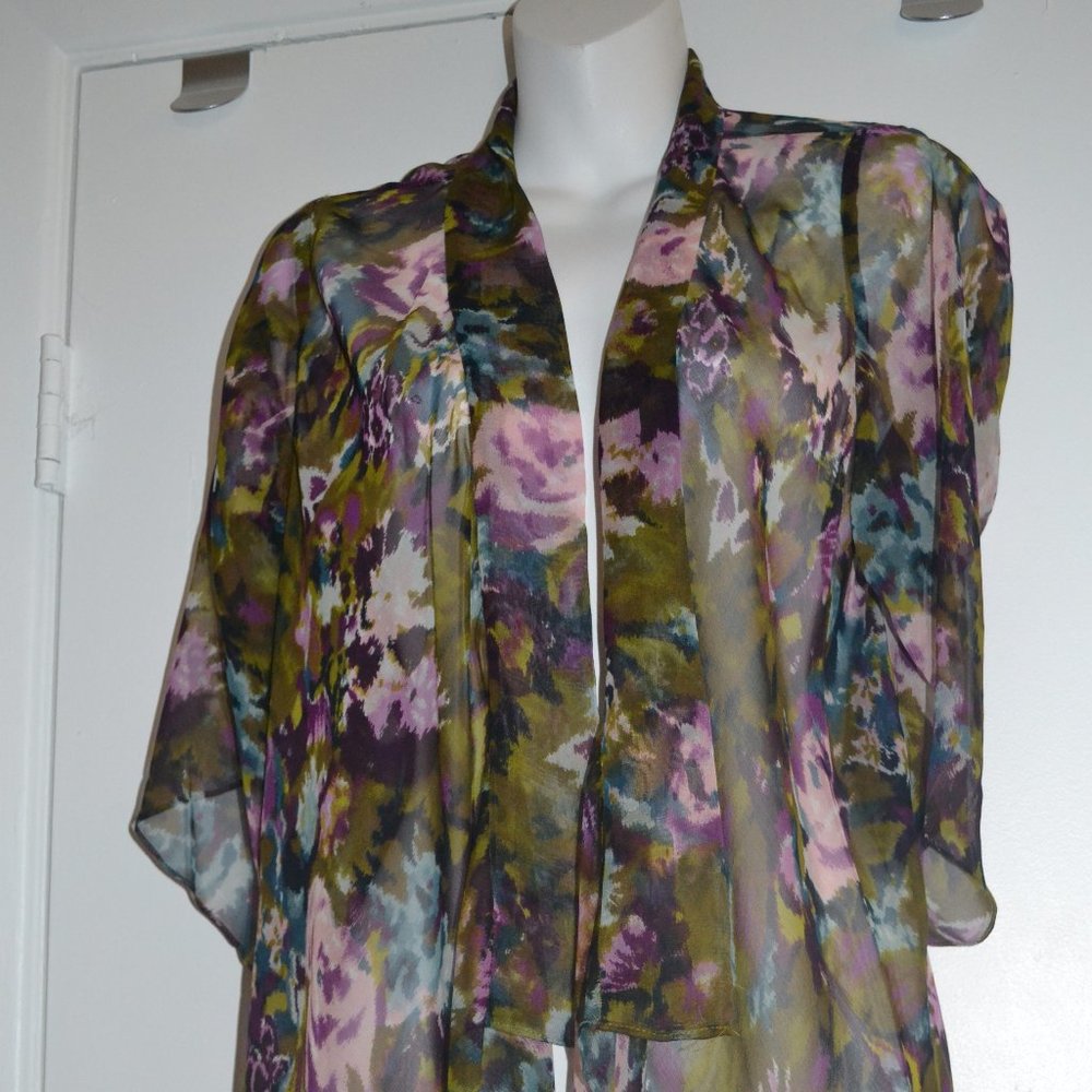 NWT Antonio Melani SS Sheer floral silk cover up XS